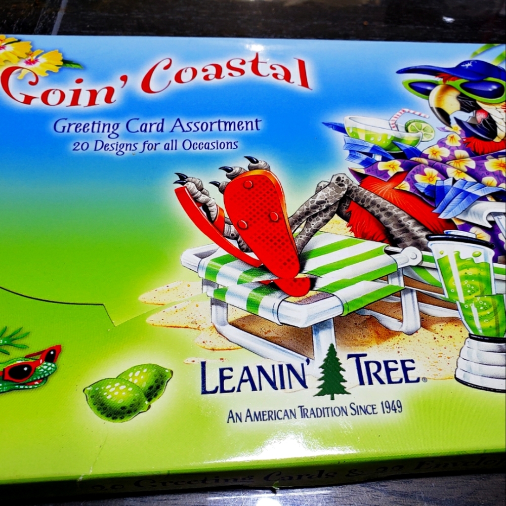 Package of Leaning Tree Birthday cards. COASTAL THEME. From the early 2000's